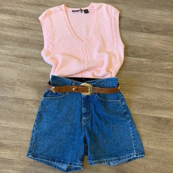 Vintage Dark Wash Lee High Waisted Mom Shorts - Picture 4 of 9